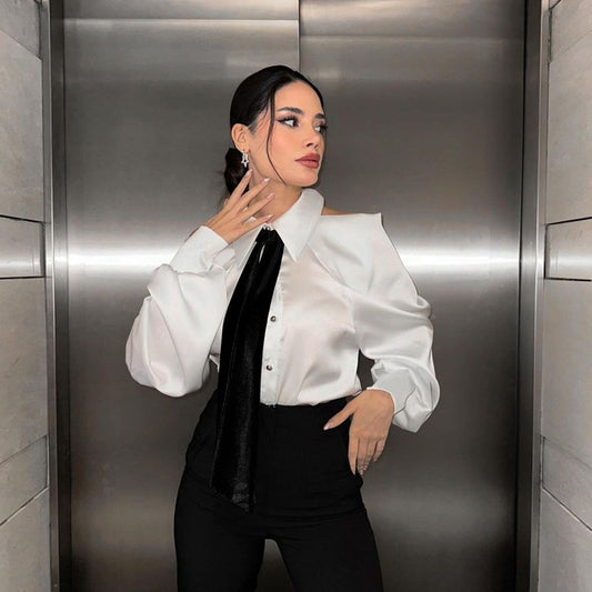 Women's High-grade Halter Temperament Commute Long Sleeve Blouses