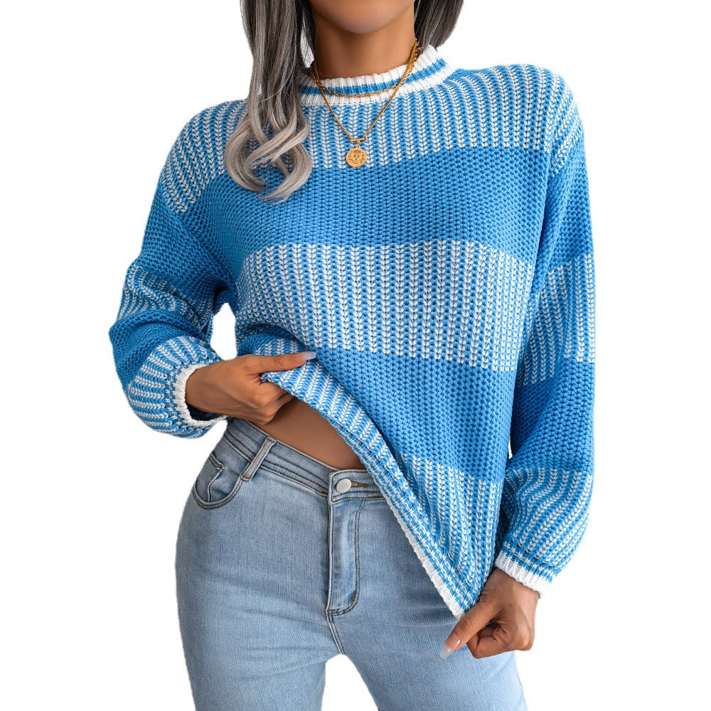 Women's Clearance Casual Contrast Color Striped Long Clothing