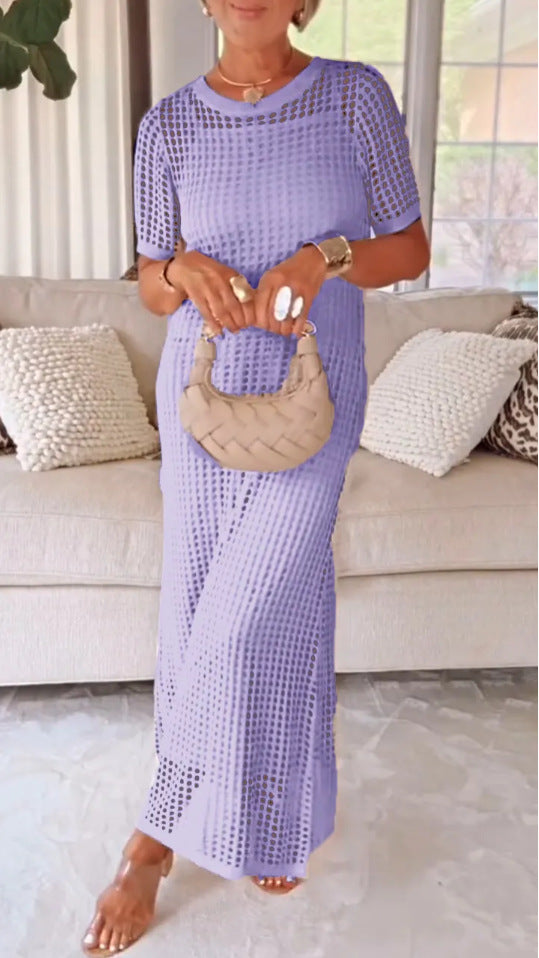 Women's Round Neck Hollow Air Dress Two-piece Dresses