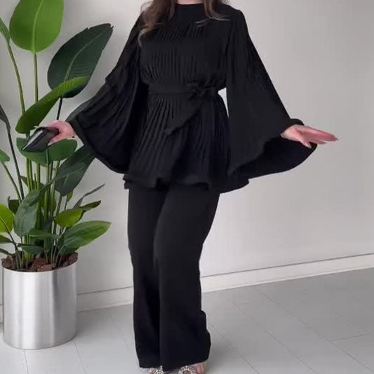 Women's Spring Pleated Design Fashionable Temperament Baggy Pants