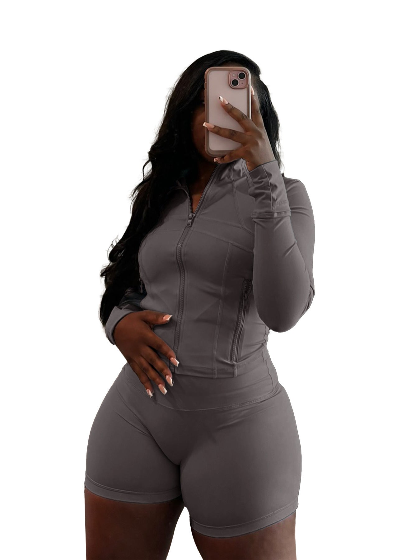 Women's Sexy Tight Long Sleeve Horn Two-piece Clothing