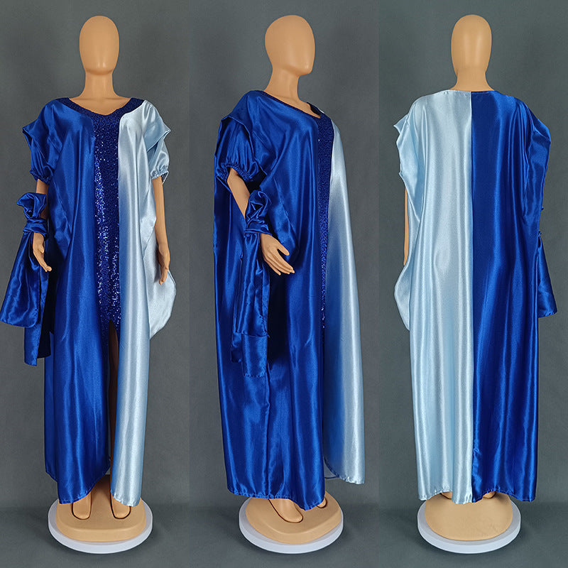 Women's Large African Satin Dress Ethnic Style Dresses