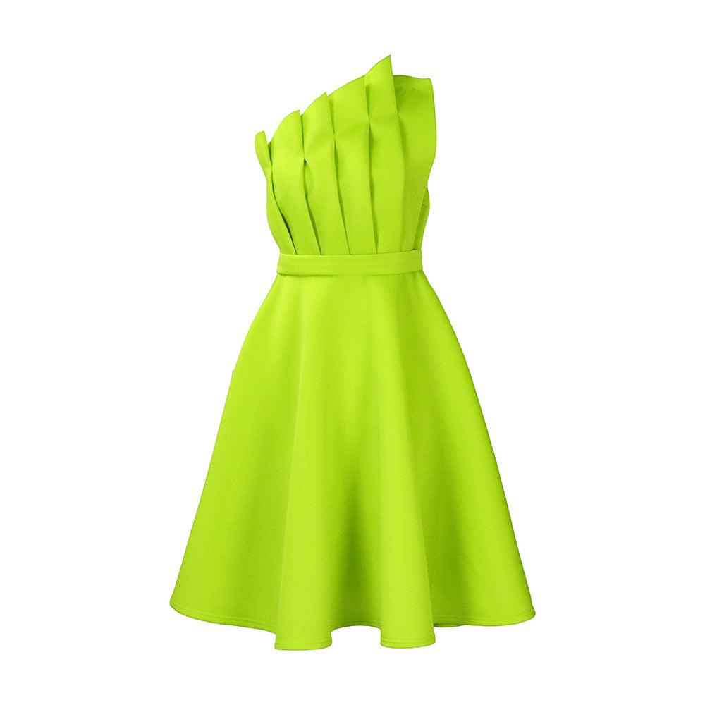 Women's Fashion Temperament Pure Color Sexy High Dresses