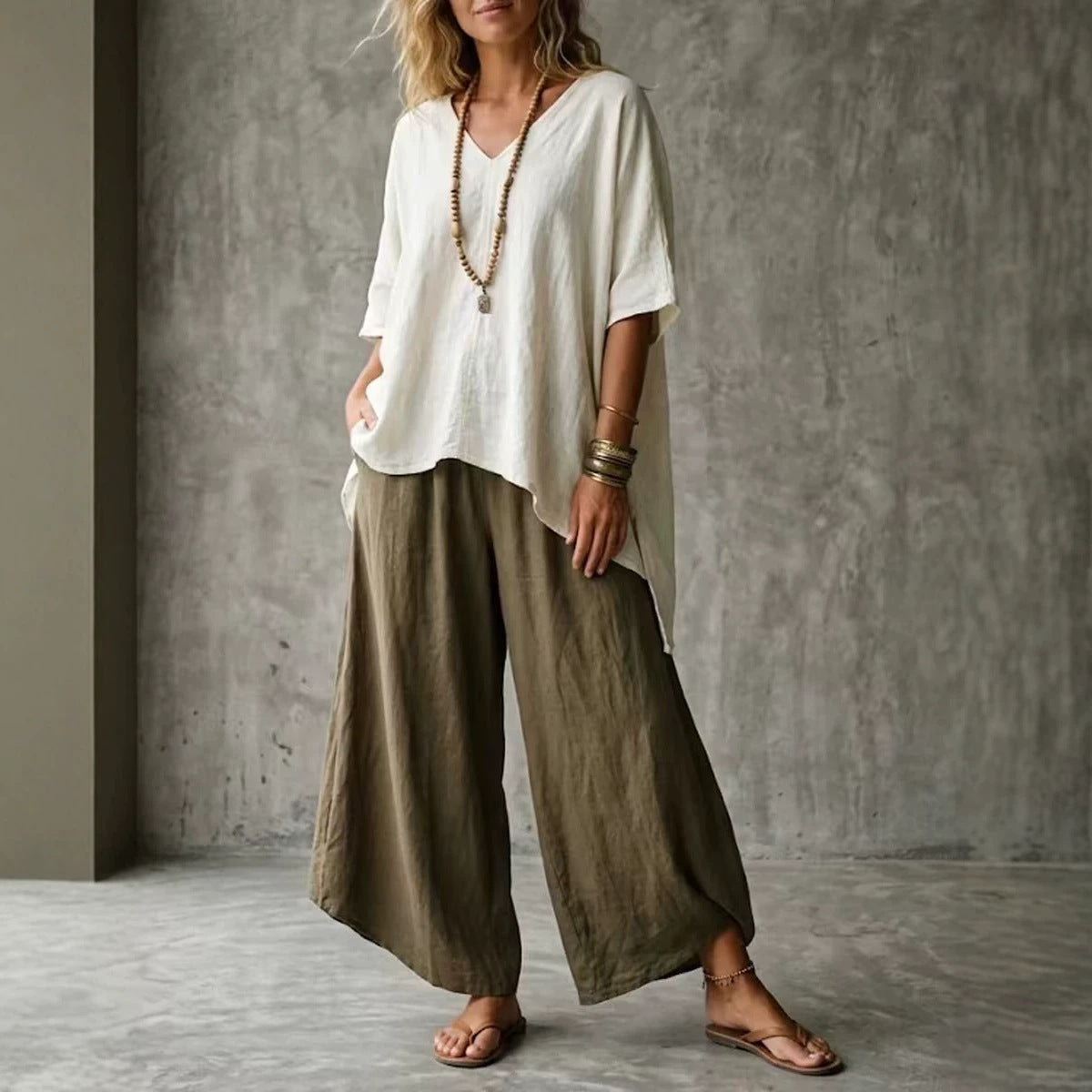 Elegant Stylish Summer Art Loose T-shirt Fashion Casual Suit