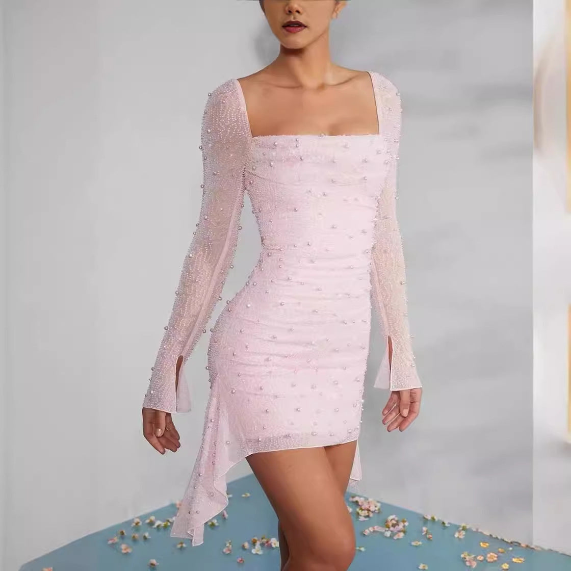 Fashionable Long Printed Sleeve Elegant Dress Dresses