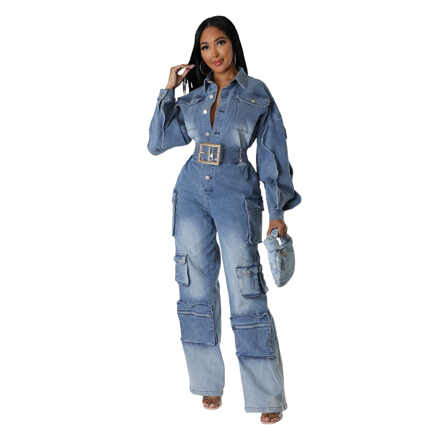 Popular Comfortable Overalls Washed Worn Denim Jumpsuits
