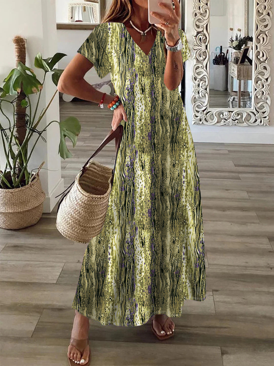 Women's Bohemian Style Printed Large Swing Dress