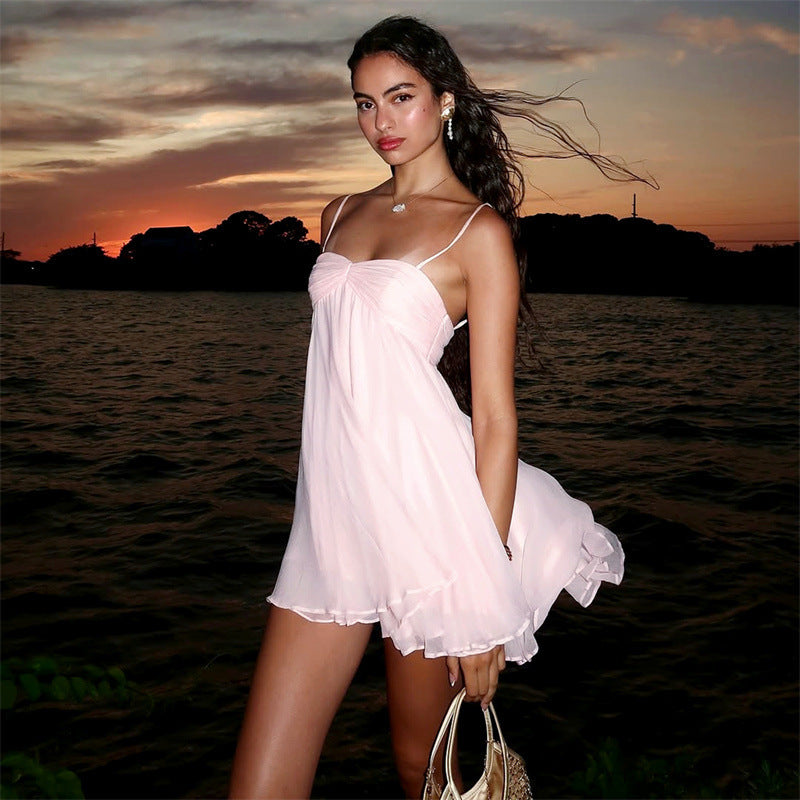 Women's Pure Desire Style Elegant Sleeveless Chiffon Strap Dress