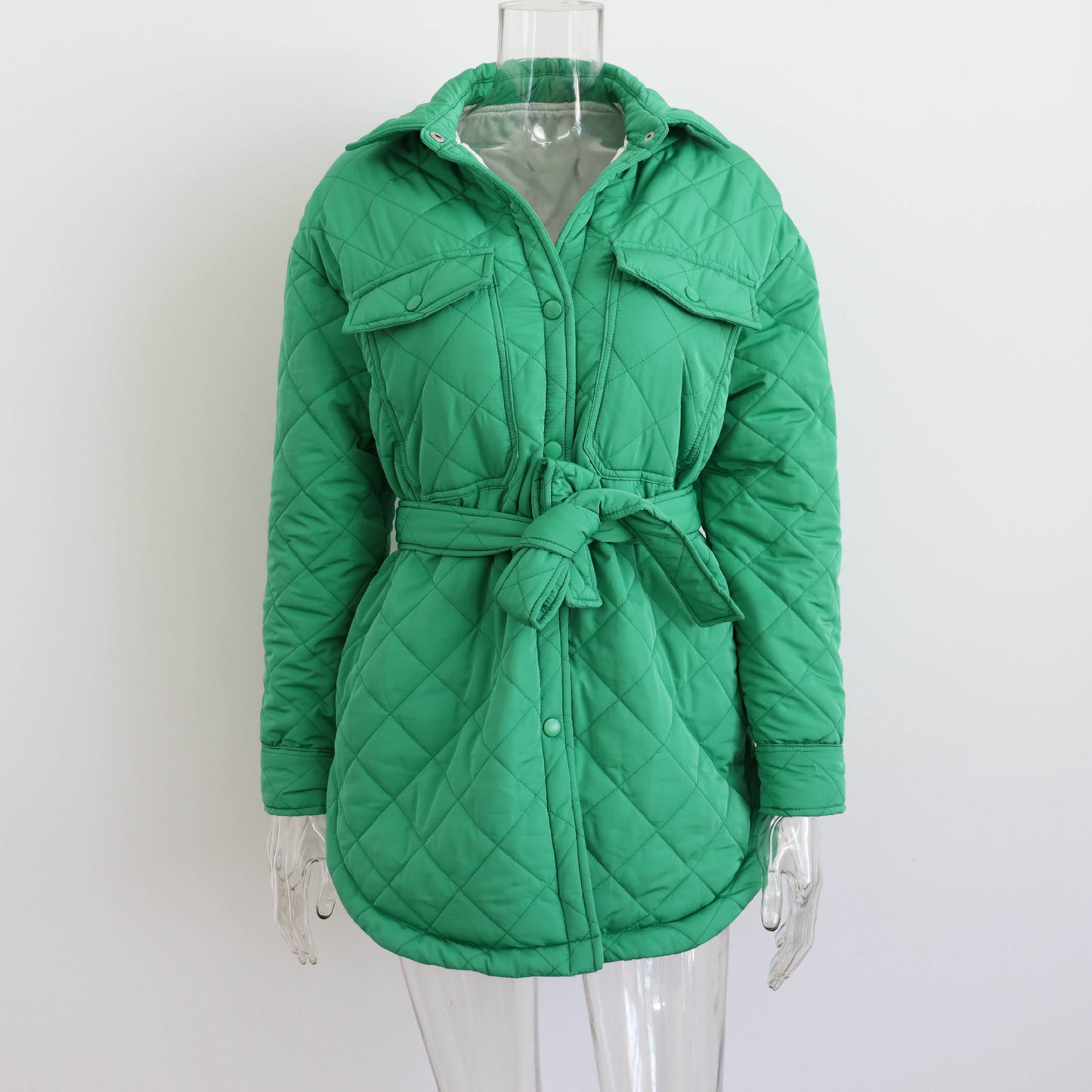 Women's Lapel Mid-length Cotton Clothes Fashion Thick Coats