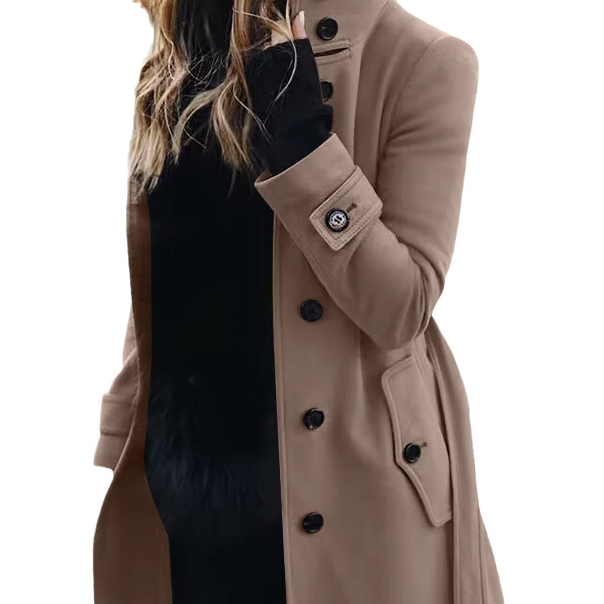 Women's Slim Fit Woolen Overcoat Clothes Coats