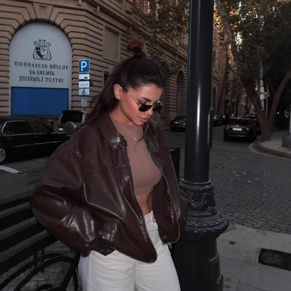 Women's Pretty Durable Faux Leather Bomber Coats