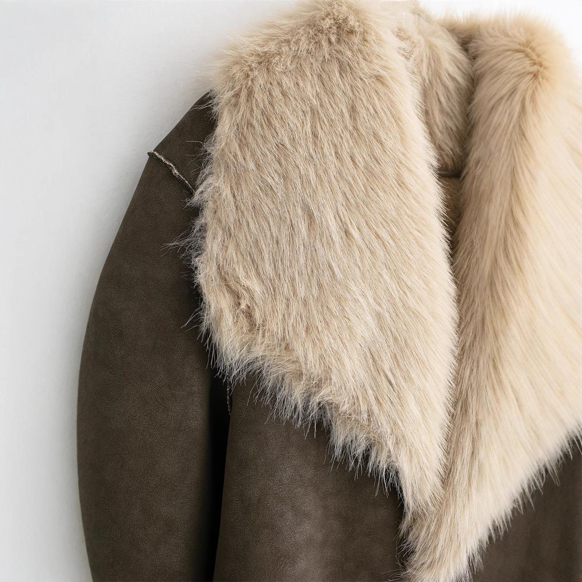 Women's Pocket Decoration Turn-down Collar Long Sleeve Coats