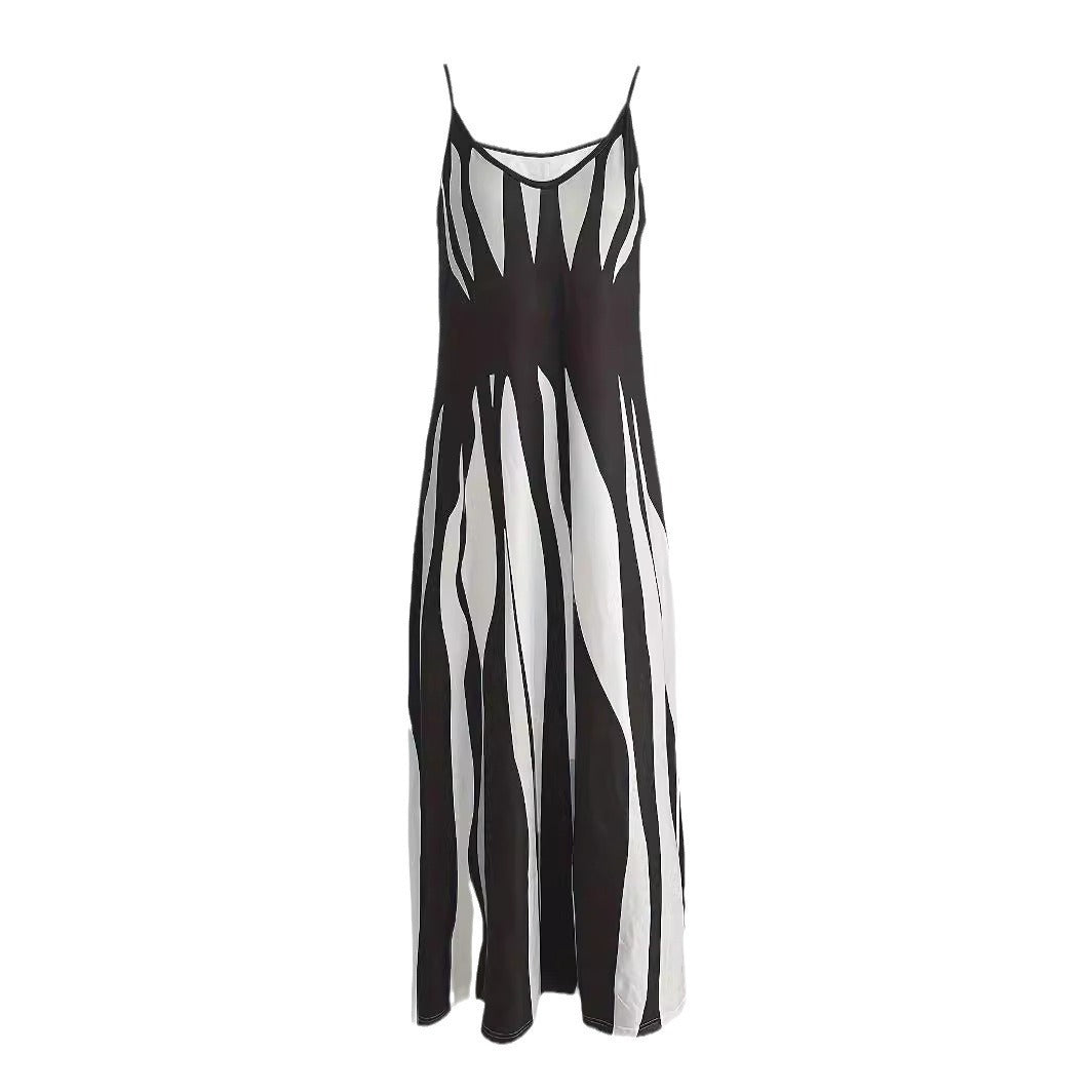 Cool Summer Casual Sling Geometric Pattern Dress