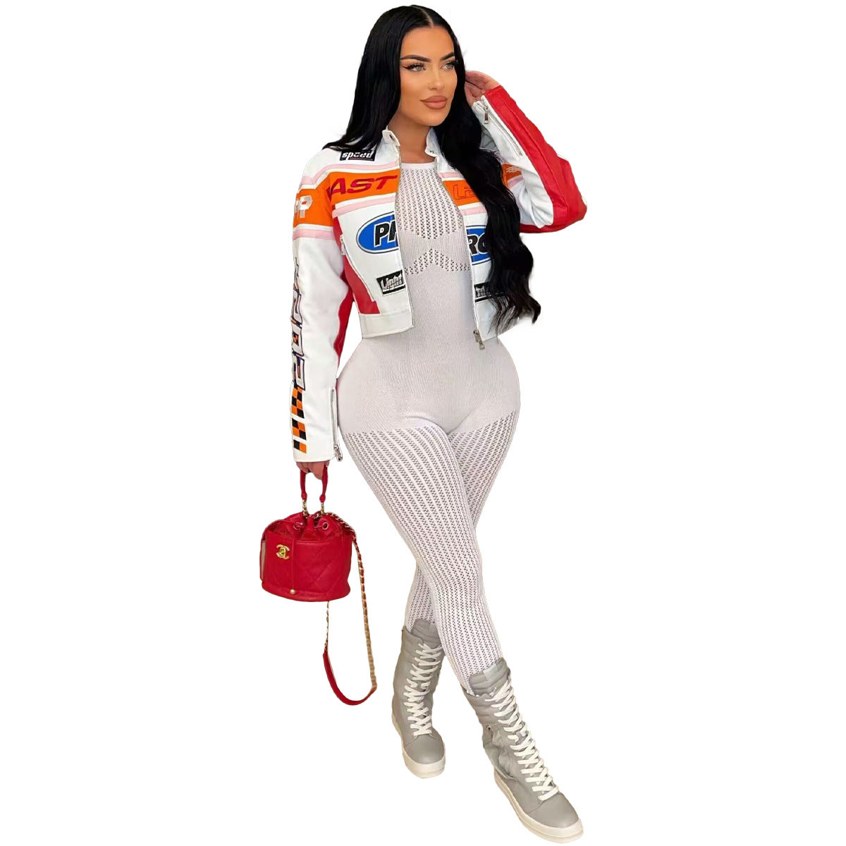 Hot Street Printing Stand Collar Zipper Jackets