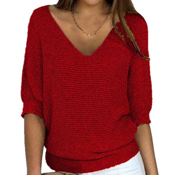 Women's Basic Style Slimming Sleeve Solid Color Bottoming Sweater