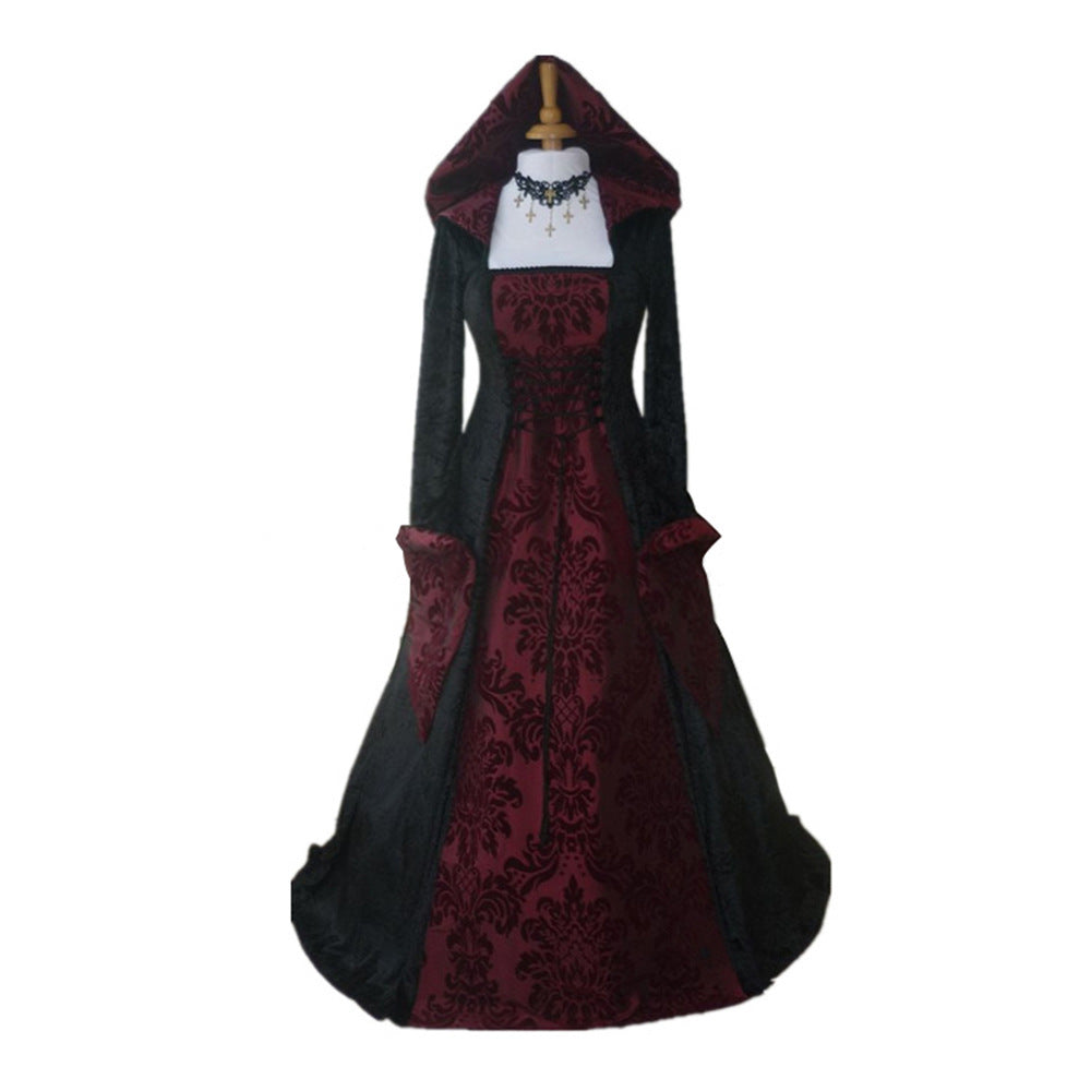 Dress Retro Hooded Sleeve Stage Performance Dresses