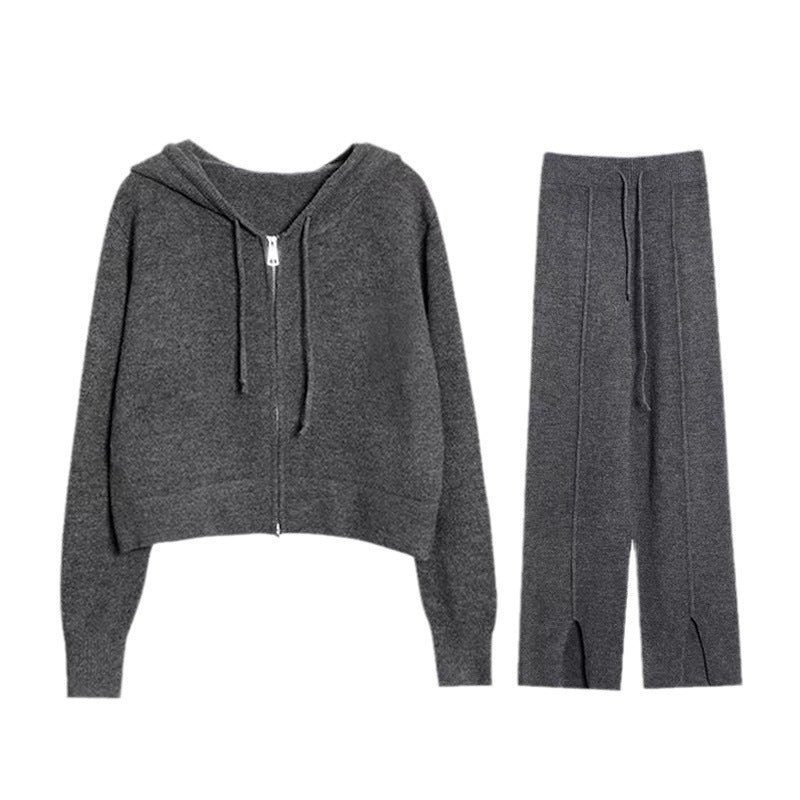 Women's Two-piece Casual Fashion Solid Color Knitted Suits