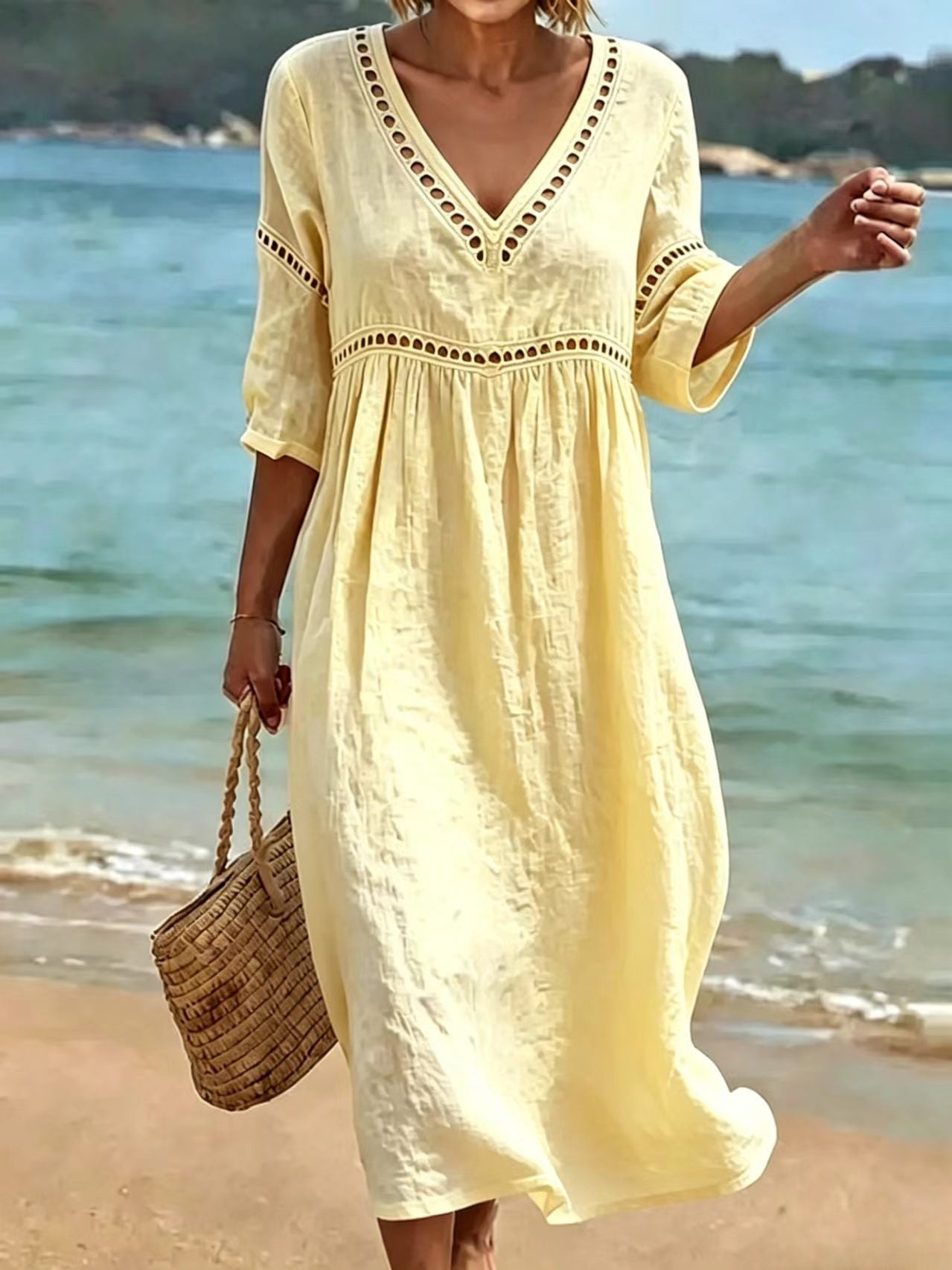 Women's Elegant Casual Solid Color Half Sleeves Dress