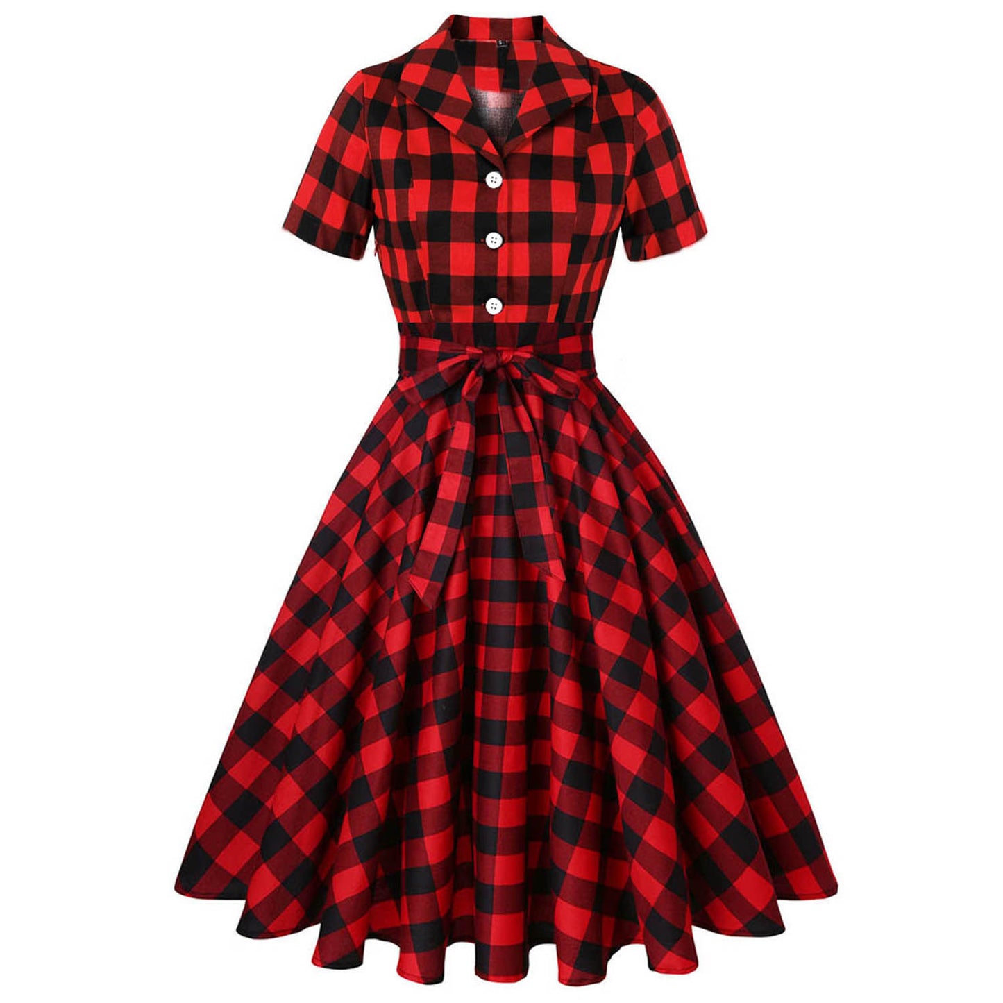Retro Lapels Sleeve Fresh Printed Large Swing Cotton With Shorts