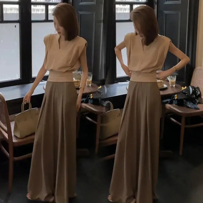 French Style Design Wide Leg Two-piece Fashion Casual Suit