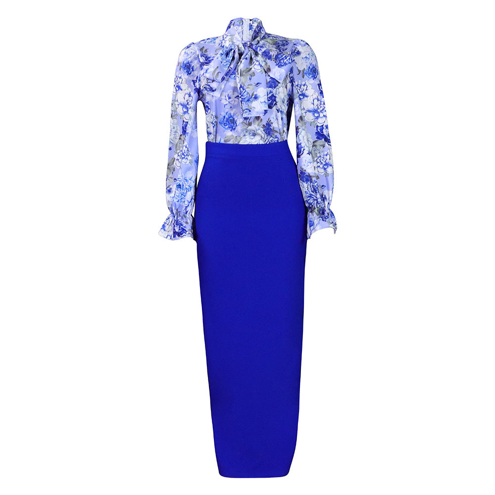 Women's Lace Up Long Sleeve Shirt Two-piece Fashion Casual Suit