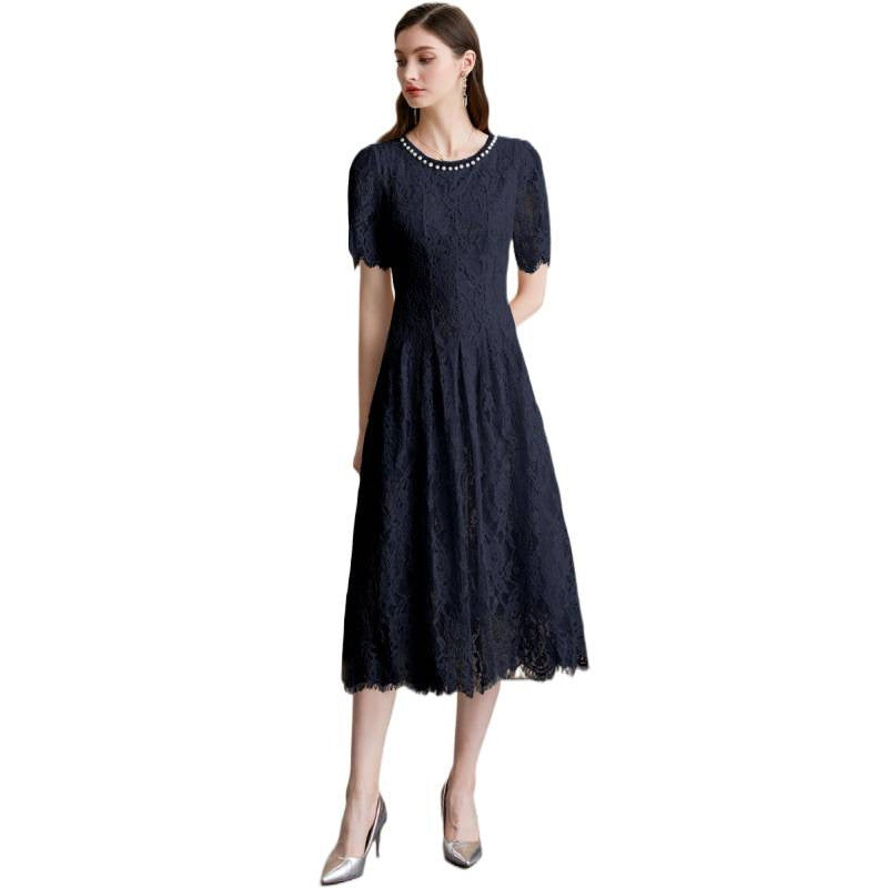 Women's Summer Rhinestone Round Neck Sleeve High-grade Dresses