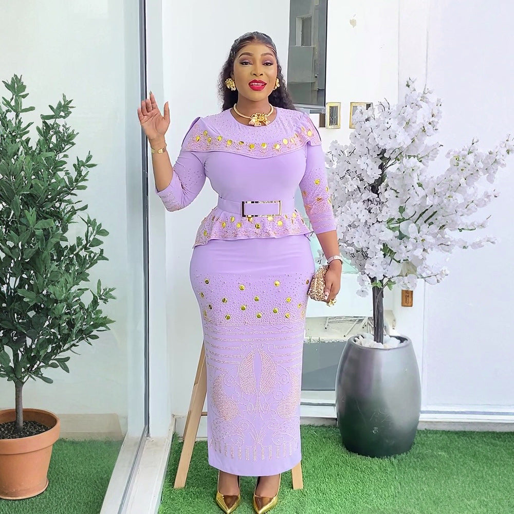 Women's Wear Fashion Rhinestone Dress Large Hip Dresses