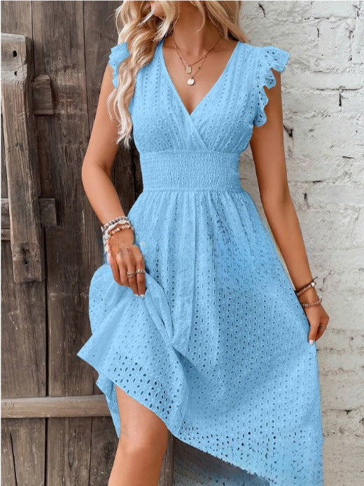 Graceful Women's Summer Ruffle Sleeve Elegant Dress