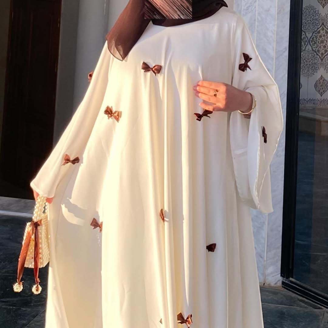 Women's Arab Loose Bell Sleeve Bow Robe Dresses