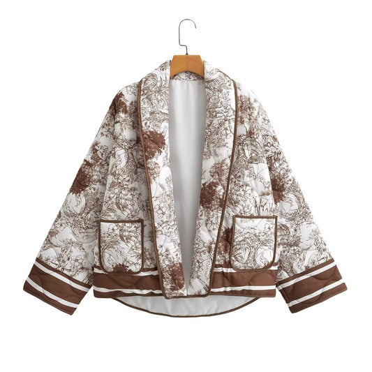 Women's Fashion Pattern Print Loose Cotton Jackets
