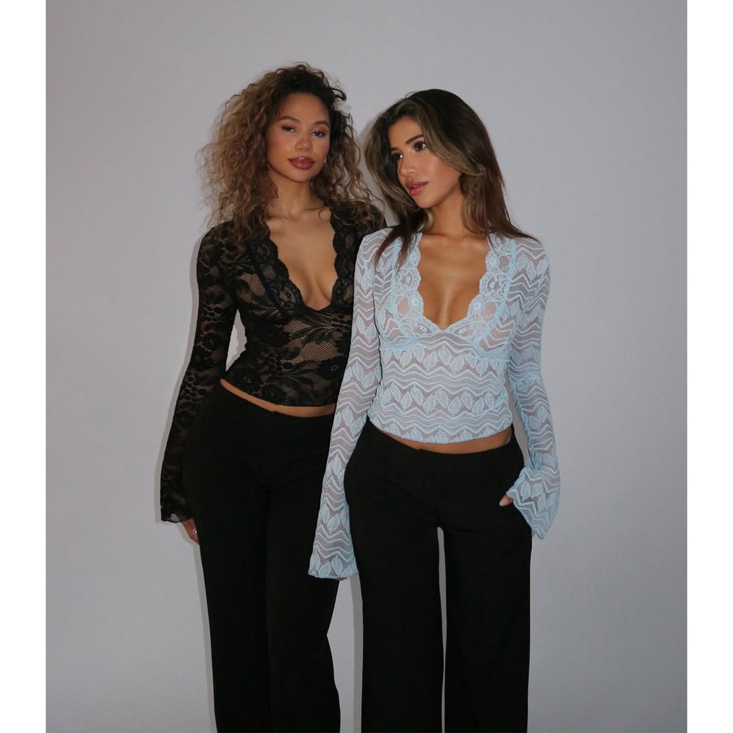 Women's Sexy Deep V Slim Fit Lace Blouses