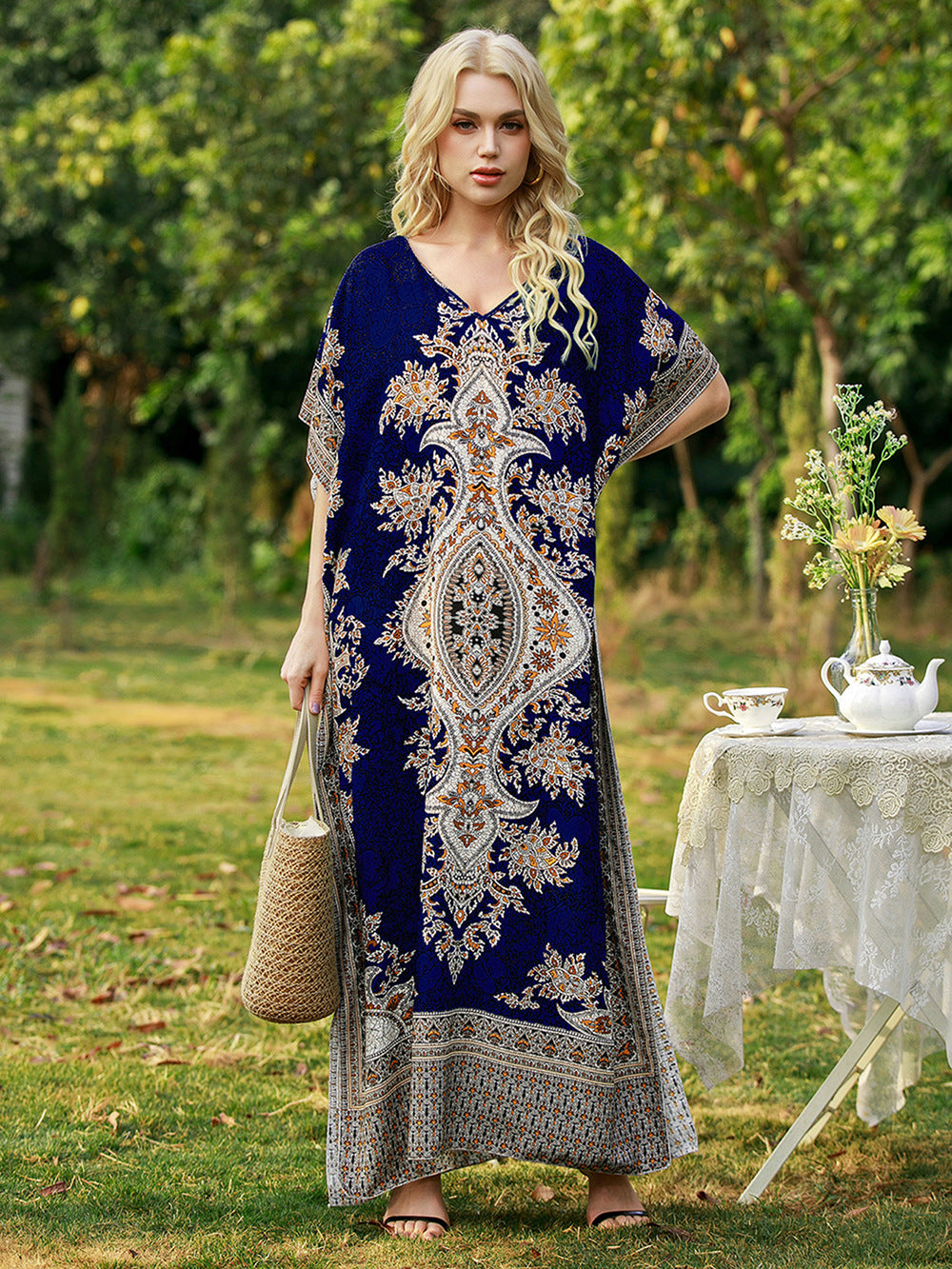 Women's Bohemian Printed Loose Robe Seaside Vacation Plus Size
