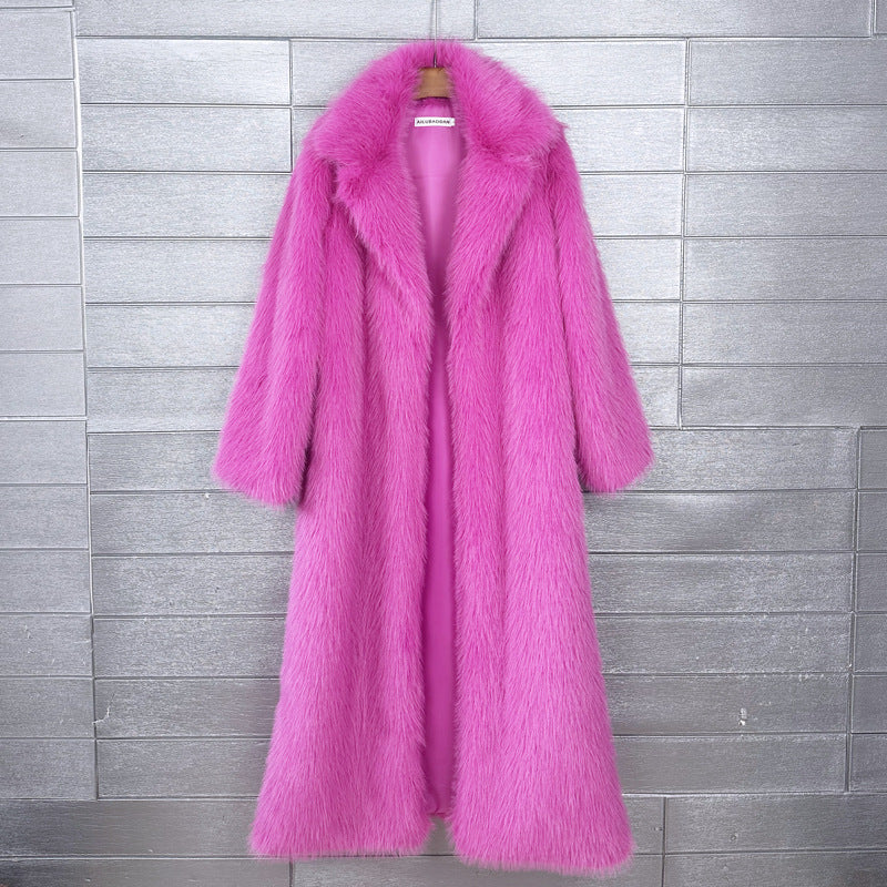 Women's Thick Imitation Plush Furry Fur Extended Coats