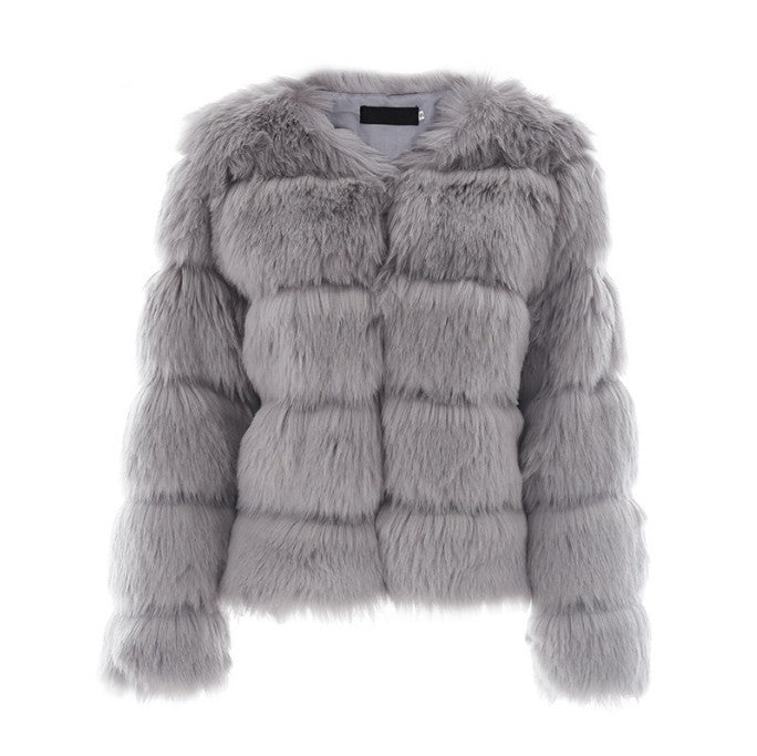Women's Fox Fur Faux Long Sleeve Slimming Coats