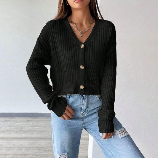 Women's Loose Long Sleeve Knitted Solid Color Knitwear