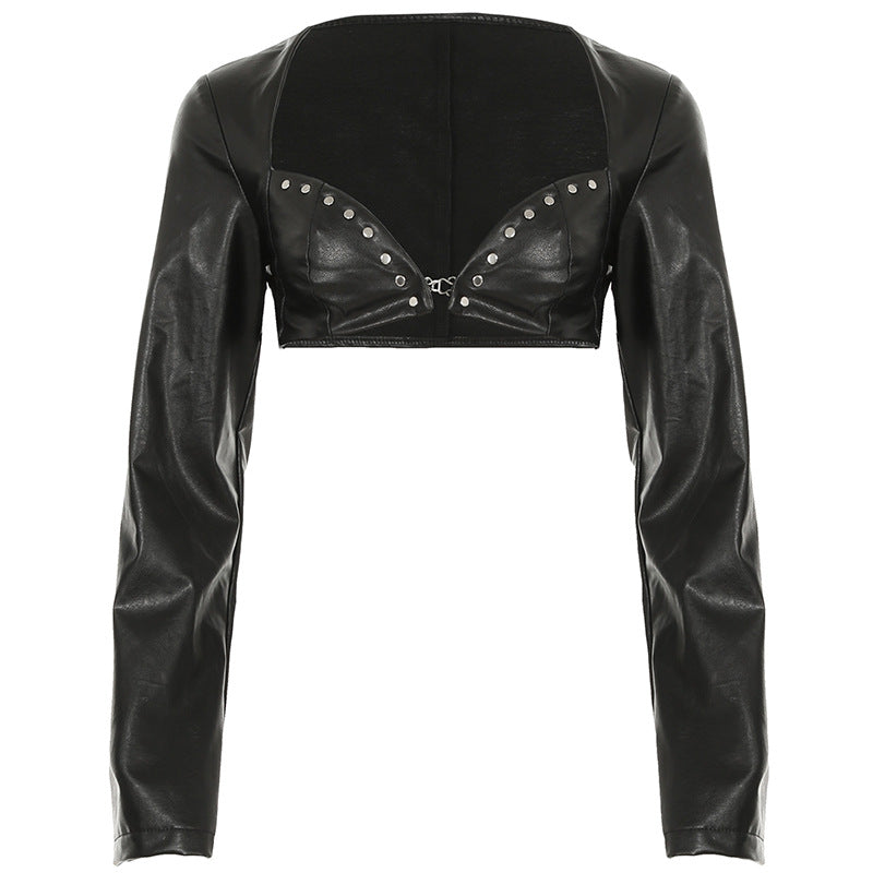 Women's Rivet Stitching Button Long Sleeve Ultra Sexy Jackets