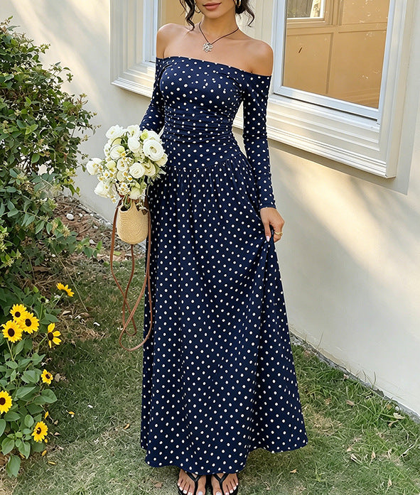 Women's Elegant Long-sleeved For Waist Fitted Figure Dress