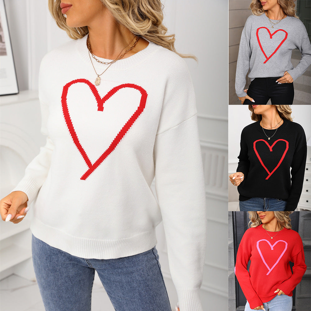 Women's Love Big Peach Heart Valentine's Day Sweaters