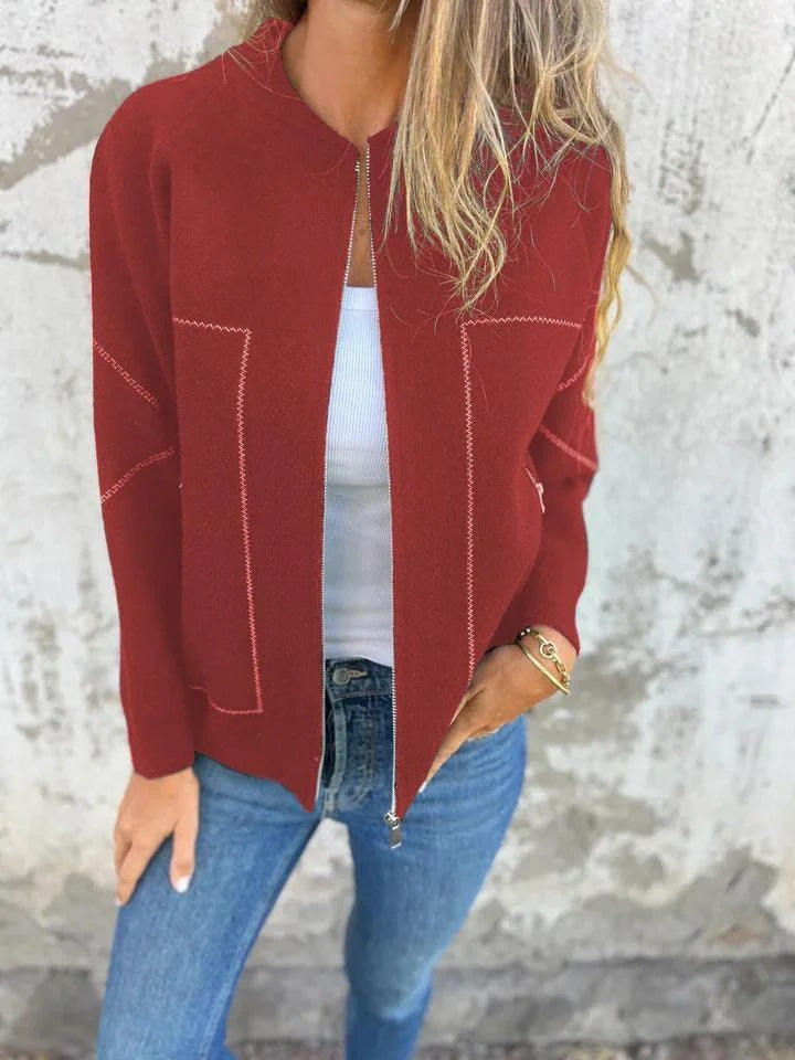 Durable Graceful Fashion Zipper Solid Color Jackets