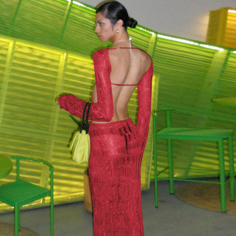 Women's Summer Sexy Backless Long Sleeve Elegant Dresses