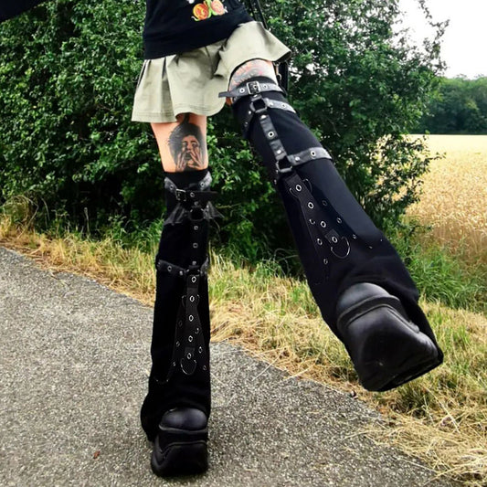 Cool Hot Eyelet Metal Buckle Decoration Pants