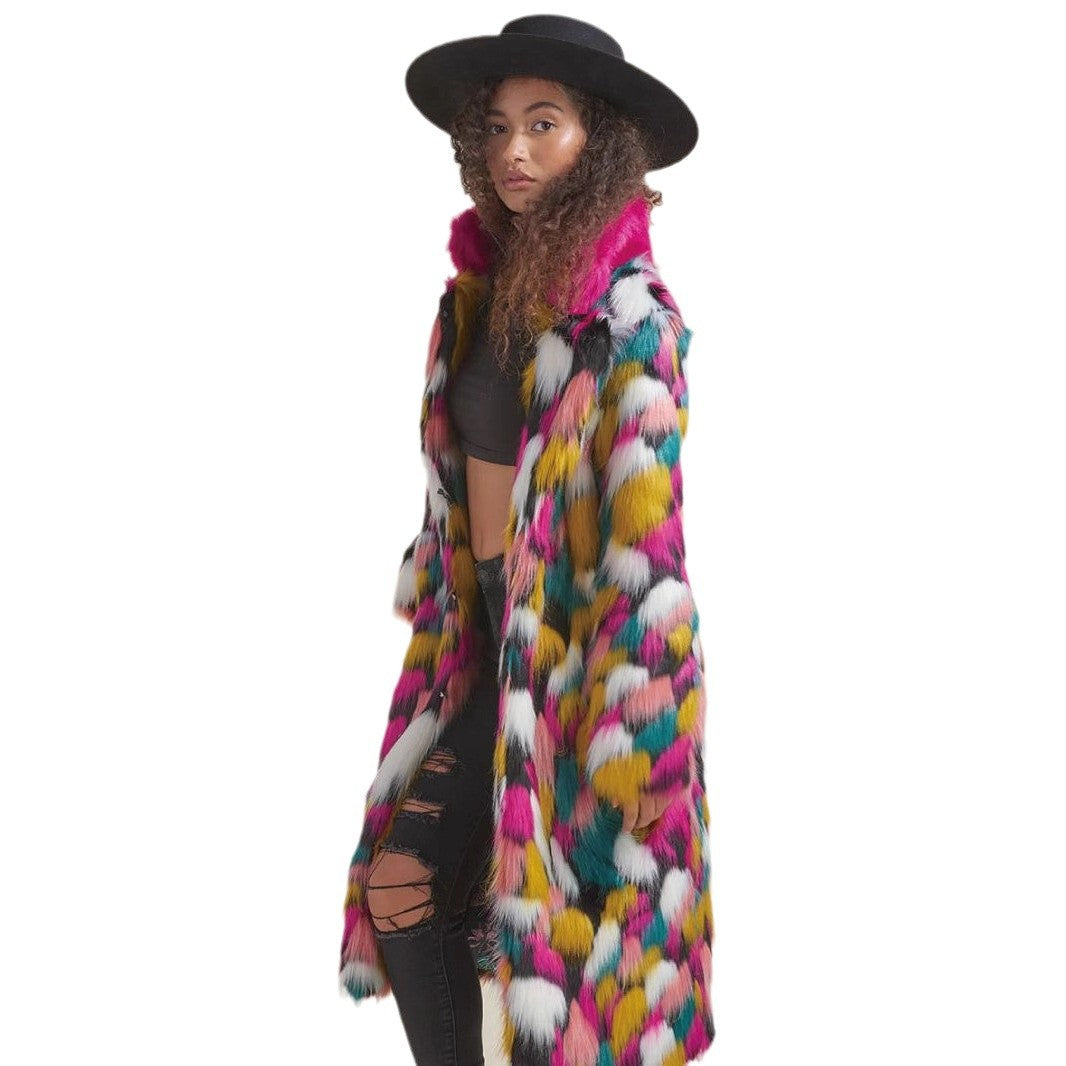 Women's Faux Fur Mid-length Fashion Collar Environmental Coats