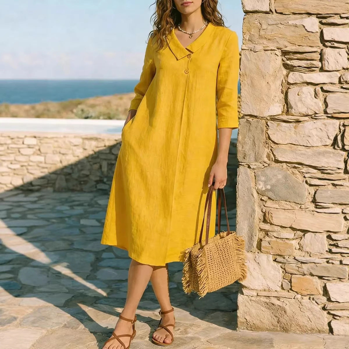 Women's Linen Irregular Small Collar Button For Suits