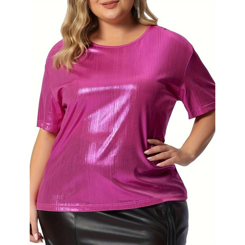 Round Neck Solid Color Gold Powder Shorts