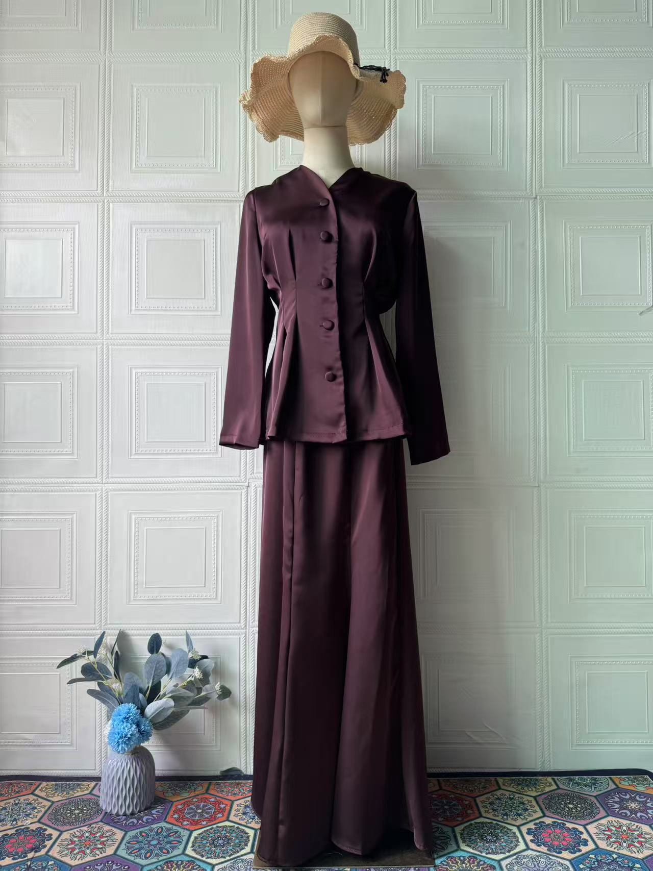 Women's Soft Solid Color Long-sleeved Long Dress Suits