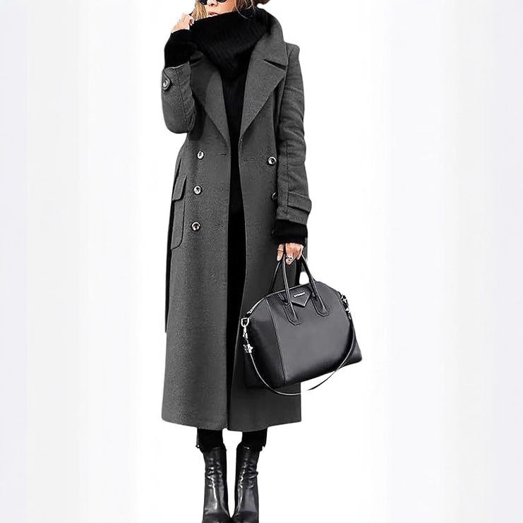 Women's Popular Single Thick Wool Extended Quality Coats