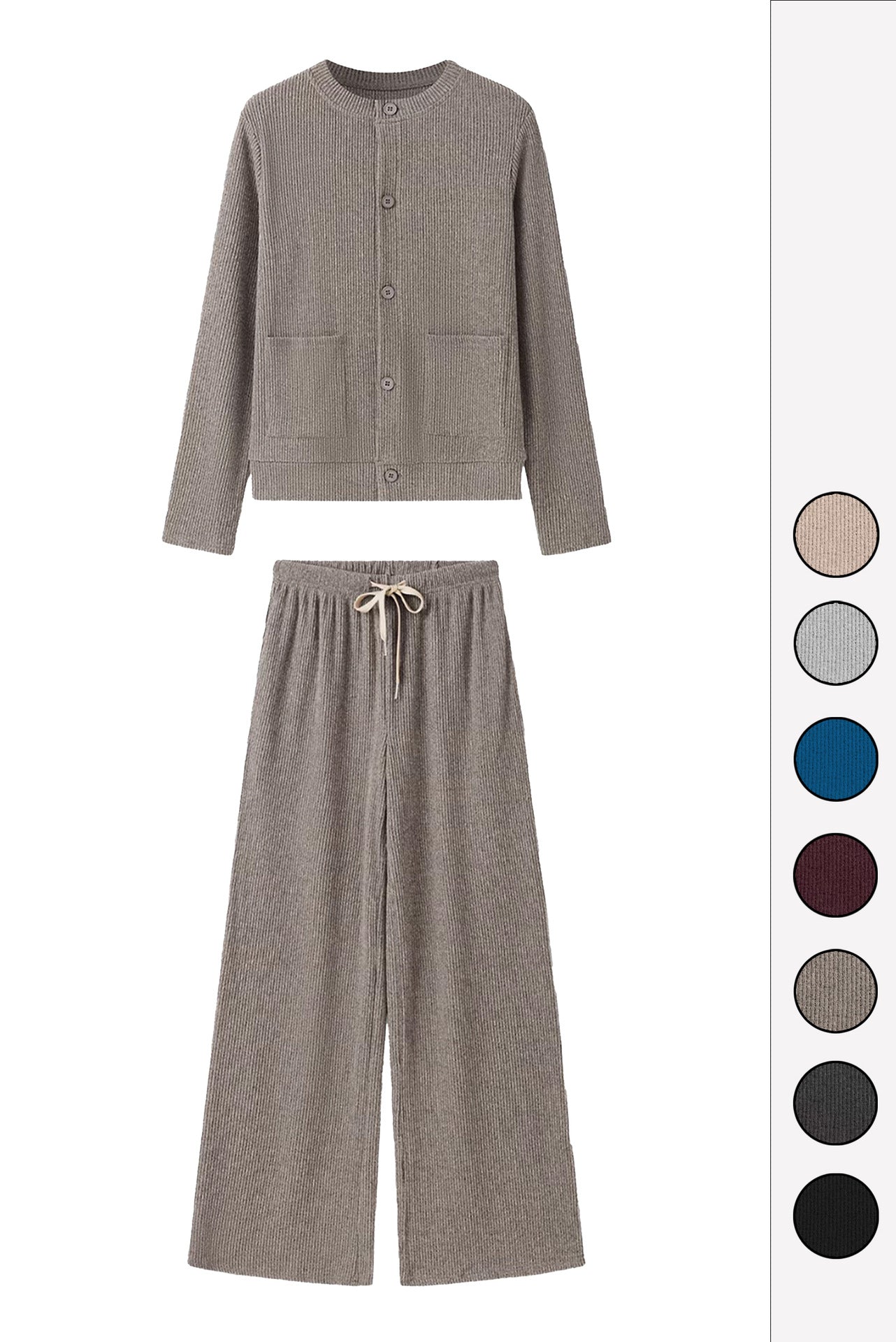 Women's Striped Round Neck Long Sleeve T-shirt Suits