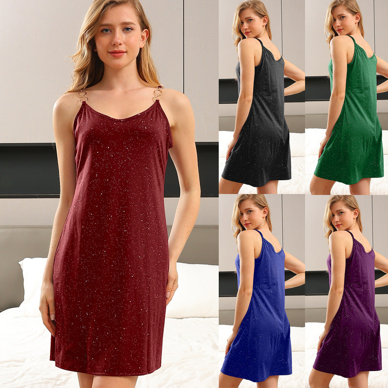 Women's Fashion Summer Hot Rhinestone Sexy Suspenders Dress
