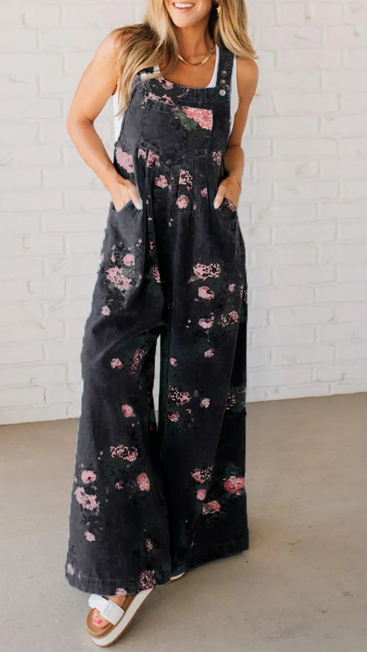 Summer Fashion Printed Casual Sleeveless Suspender Pants