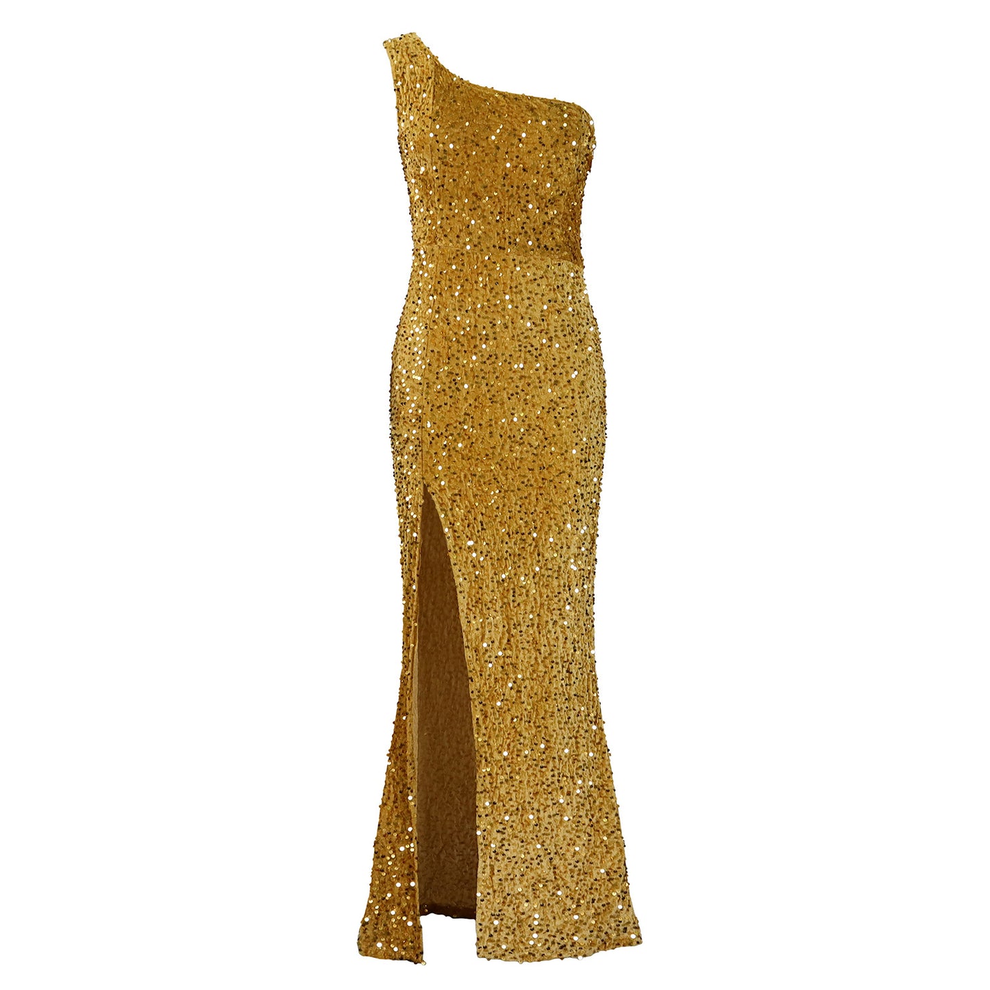 Women's Fashion Slant Shoulder Sexy Split Maxi Dresses